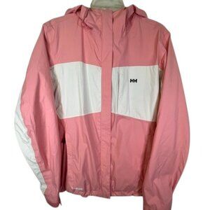 Helly Hansen Pink and White Lightweight Waterproof Jacket- Size L